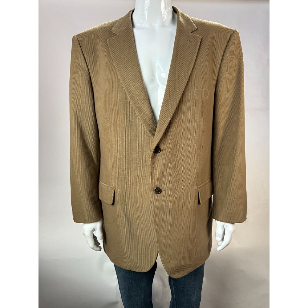 Pronto Uomo Mens 48 Regular Tan Blazer Jacket 100% Polyester Two-Button Closure